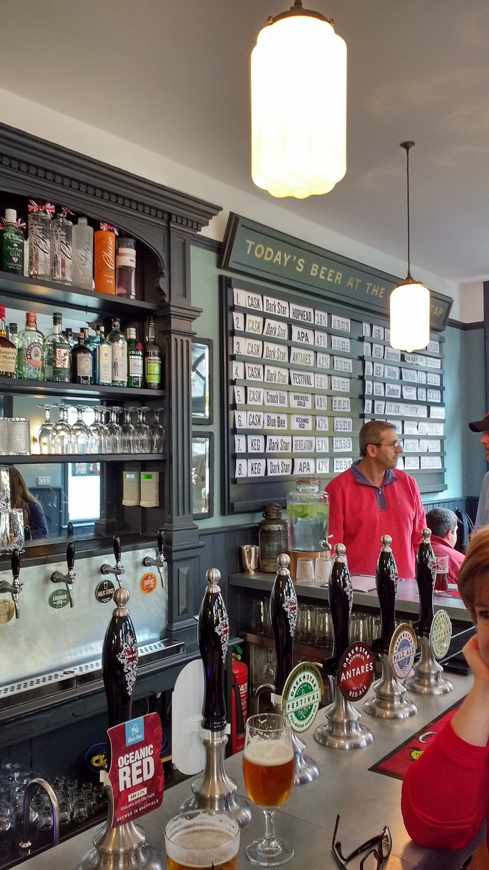 The bar with hand pumps