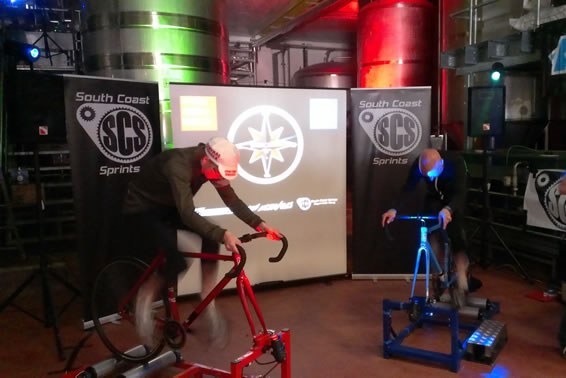 Cycling roller racing at Dark Star Brewery